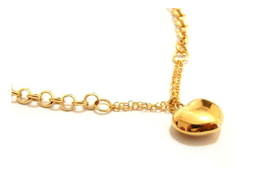 Pulseira Feminina Portuguesa Com Coração Em Ouro 18k