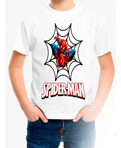 Polera Estampada 100% Algodón Niño Spiderman Hombre Araña