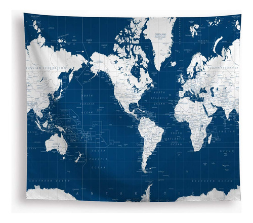 Vakado Tapiz Mapa Mundo Nautico Para Colgar Pared Pintura 59