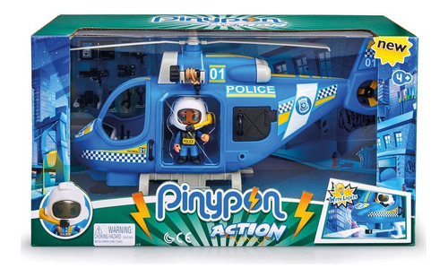 Pinypon Action Helicóptero De Policía Con Luces 