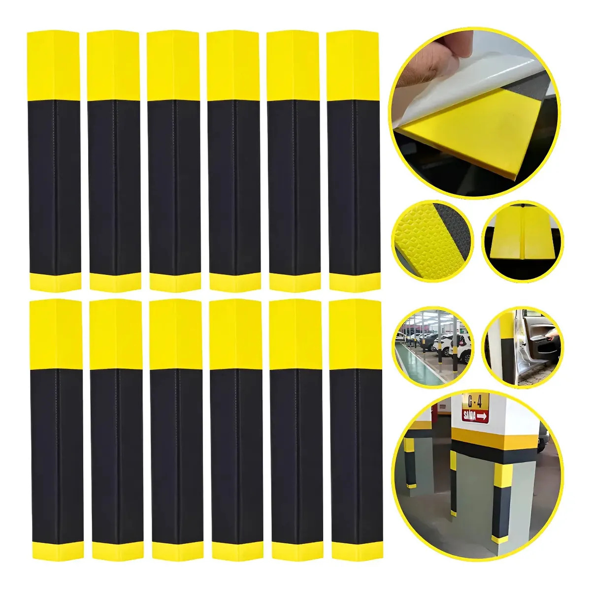 12 Un Protetor Estacionamento Coluna Garagem Cantoneira 75cm Cor Preto/Amarelo