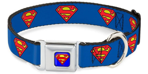 Buckle-down 9 - 15  Superman Shield Azul Perro Collar  Multi