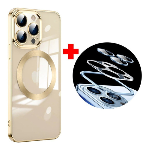 Carcasa Magsafe Metalizada Dorada iPhone 14 Pro