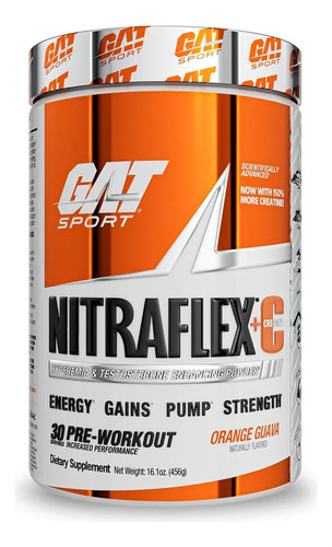 Pre Entreno Gat Nitraflex Plus+ C 30 Servicios Sabor Orange guava mango