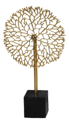 Escultura Decorativa Luxo Coral Para Casa Escritório Cor Dourado/Preto