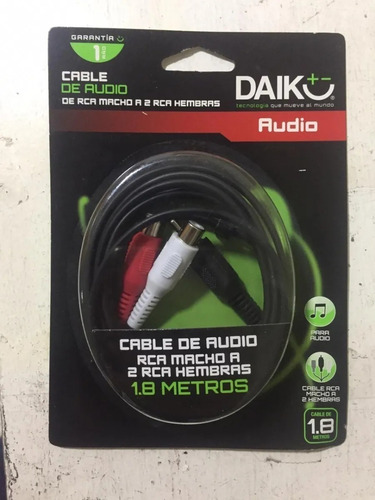 Imagen 2 de 3 de Cable De Audio Macho A 2 Hembras 1.8 Metros Daiku Rca
