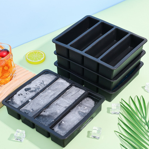 Molde De Hielo Con Tiras Cuadradas De Silicona, Bandejas Par