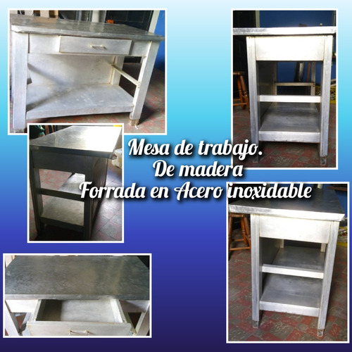 Mesa De Acero Inoxidable En Madera 