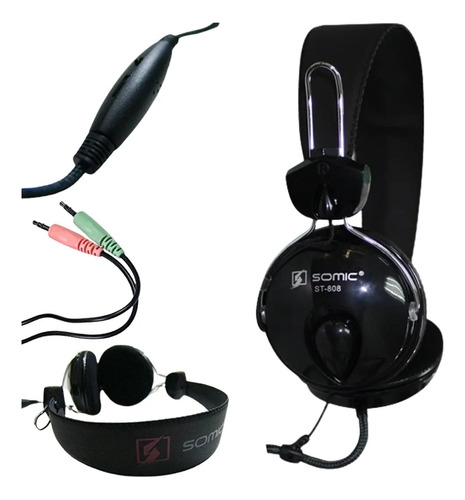 Auriculares Cable 3.5 Microfono Y Control De Volumen Negro 