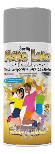 Tinta Spray Temporária Para Cabelo Prata Brilho 120ml