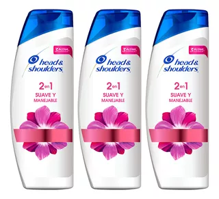 Pack X3 Shampoo Head Shoulders Suave Y Manejable 375ml