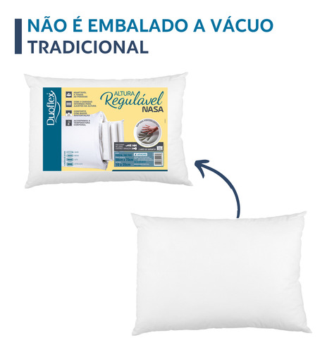 Travesseiro Duoflex Altura Regulável Nasa Antiácaros 50x70