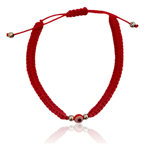 Pulsera De Hilo Rojo#603 Trenzada Con Ojo Turco Color Rojo Diámetro 10 Cm Largo 10 Cm