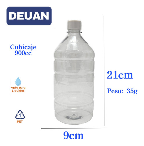 Botella Pet 950cc Rosca 28 Vacía Transparente Pack X25 Negra