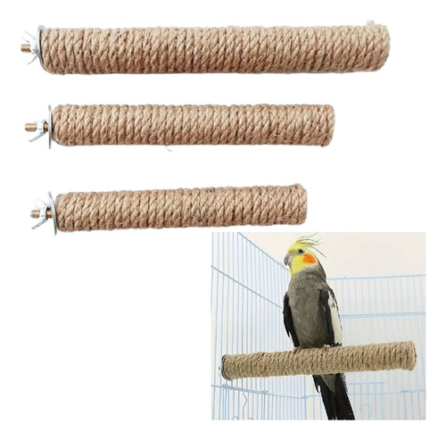 Set De Perchas De Henequen Madera Para Pajaros Loros Pericos