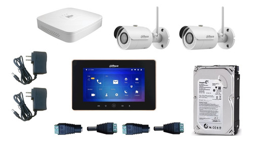 Kit 2 Camaras Ip Con Dvr Dahua H.265 Cctv  + Videoportero