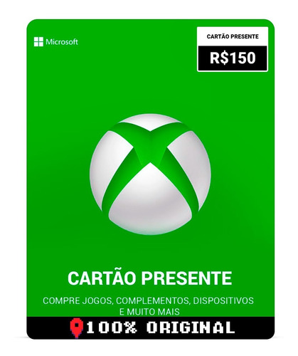 Card Crédito Gift R$150 Reais Saldo Live Xbox 360 One