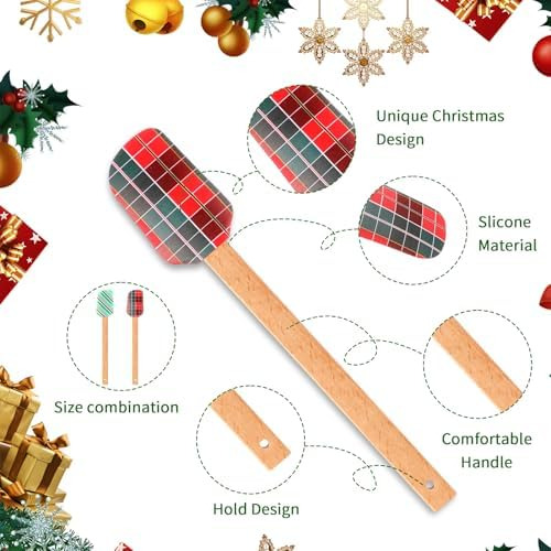 Juego De 8 Espátulas De Silicona Navideñas Con Patrón De Pap