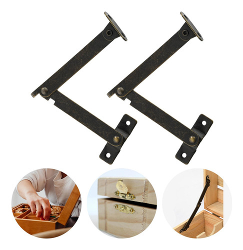 C-f 3 Bisagras De Soporte De Tapa, Metal De Bronce Antiguo