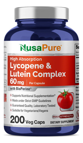 Suplemento Nusapure Licopeno E Complexo De Luteína 50 Mg 200