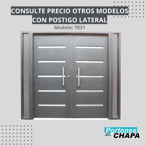 Puerta Frente Inyectada Moderna Doble Hoja Abrir 1.60 X 2.00