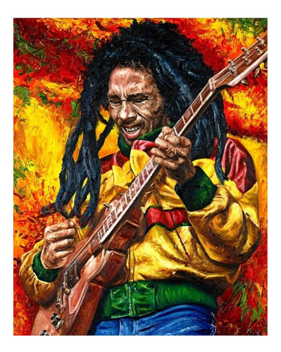 Arte De Pared Abstracto De Bob Marley Rocking Concierto...