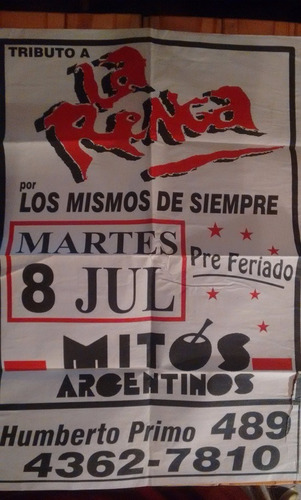 Tributo A La Renga, Mitos Argentinos - Afiche Publicitario