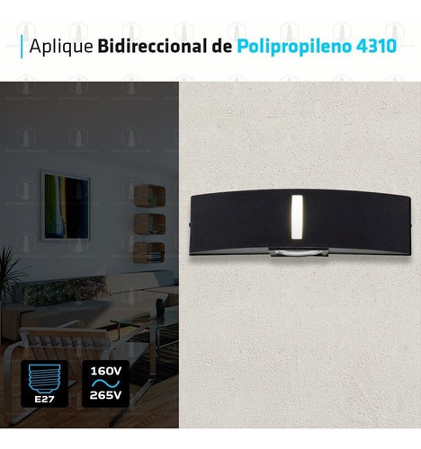 Imagen 2 de 10 de Aplique Pared Led Bidireccional 2 Foco E27-4310 Exterior