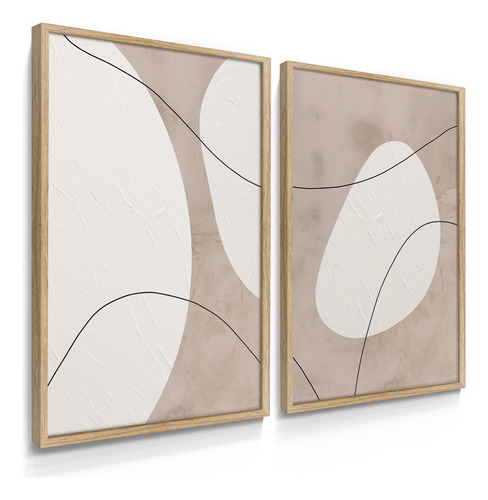 Quadro Decorativo Dupla Boho Abstrato 90x60 Moldura E Vidro