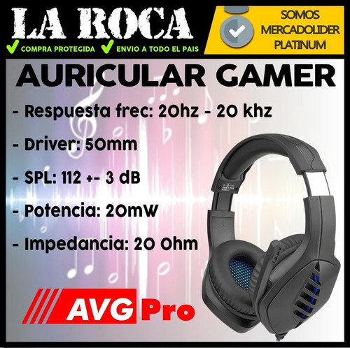 Auricular Gamer Microfono Luz Led Gaming Xbox Ps4