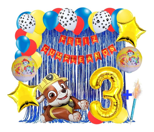 Globos Paw Patrol Rubble Kit Decoración Fiesta