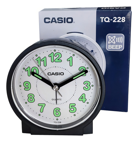 Reloj despertador analógico Casio TQ-228 color negro