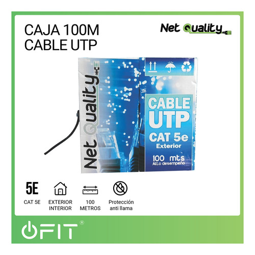 Caja Rollo 100m Cable Utp Cat5e Exterior Redes Cctv