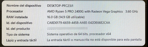Hp Elitedesk 705 G4 Sff 16gb Ram Amd Ryzen 5 Pro 2400g W11 (Usado)