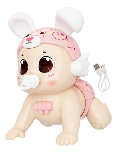 Juguete Para Gatear Para Bebés Con Sonido Conejo Rosa