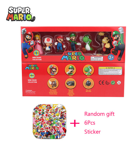Bonecos Super Mario Coleção 6 Bonecos + Brinde - Promoção!