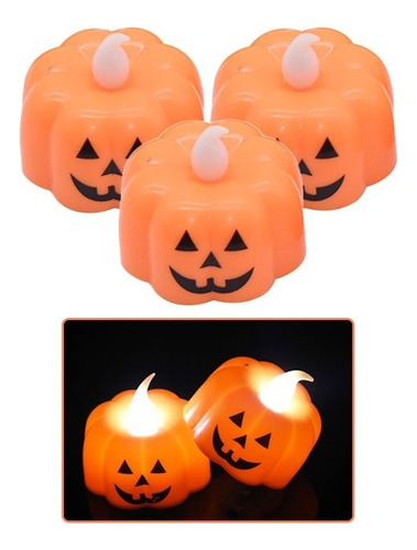 Vela Luz Led / Silueta Calabaza / Decoración Halloween 3 Uds