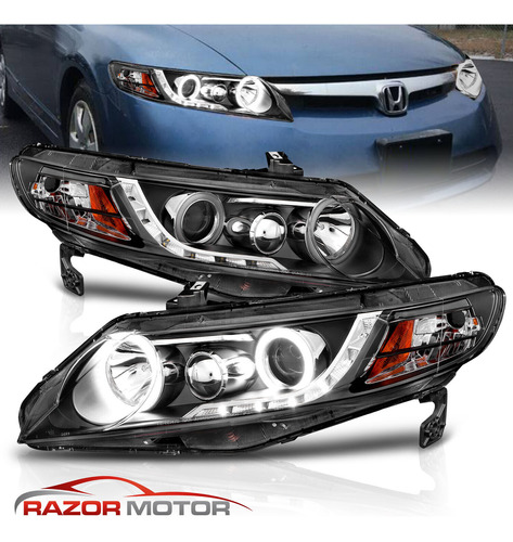 Par Faro Negro Led Honda Civic Dx 2007 1.8l