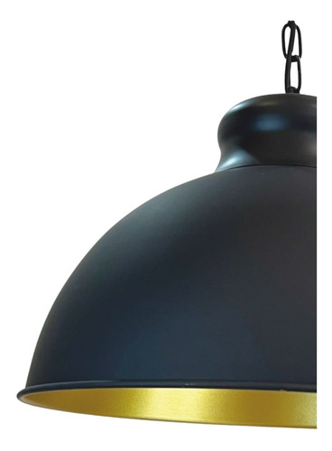 Lámpara Colgante E-27 Con Cadena Negro Con Dorado