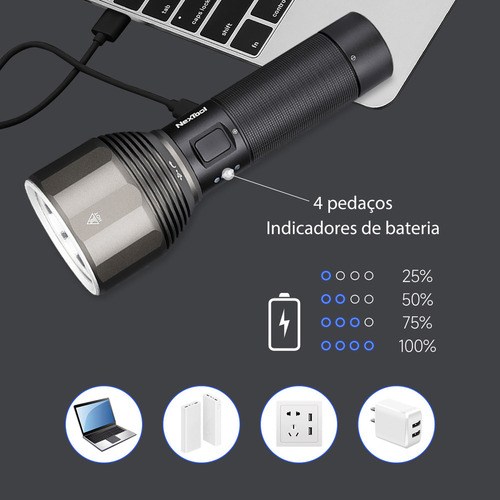 Para Lanterna Recarregável Nextool 2000lm 380m De Distância
