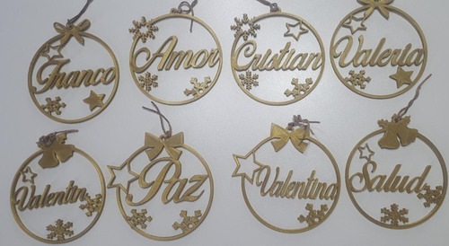 4 Unidades Adorno Navideño Personalizados 3d Negro