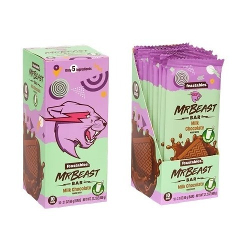 10 Barras De Chocolate Mr Beast Milk Chocolate (60g) Pack 10