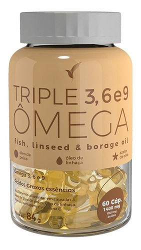 Triple Ômega 3, 6 E 9 - 30 Dias - 60 Cápsulas Sabor Sem sabor