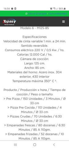 Horno Cinta O Túnel Tupasy Ideal Empanadas Pizza