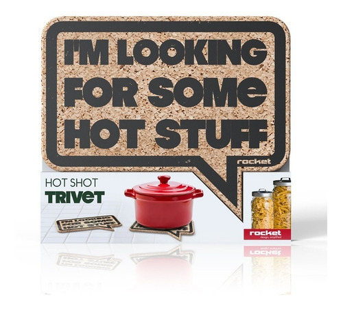 Imagen 5 de 5 de Corcho Para Objetos Calientes Con Frase Hot Stuff