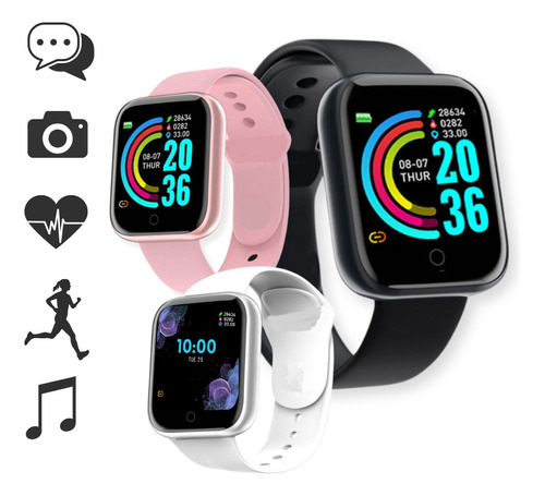 Monitor de salud Bluetooth Smart Watch Smartwatch D20, color blanco, carcasa, color blanco