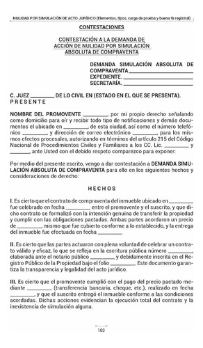 Acción De Nulidad Por Simulación De Acto Jurídico (legitimación, Elementos, Tipos, Carga De La Prueba Y Buena Fe Registral)