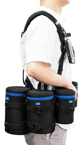 Chaleco con cinturón para objetivo JJC y funda de cámara flash