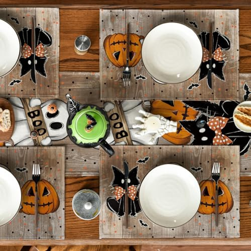 Set De 4 Individuales De Halloween Con Diseño De Gato Fanta