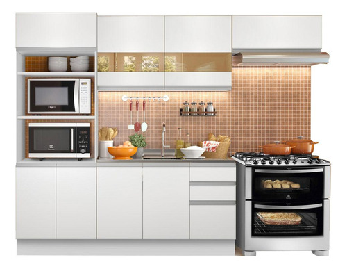 Armario De Cocina Completo 270cm Marselha Madesa 01 Color Blanco